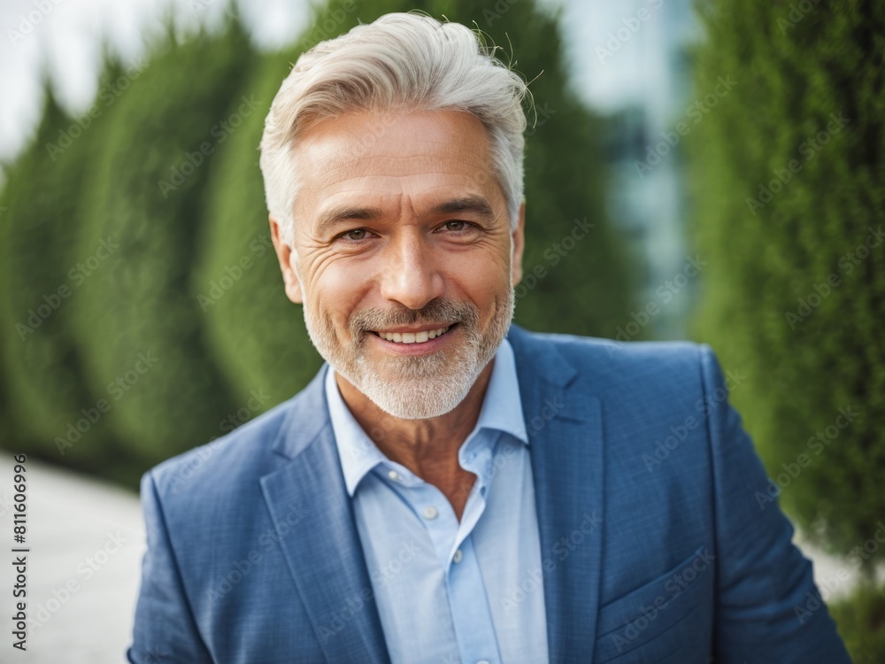 portrait of happy Successful mature businessman looking at camera with confidence