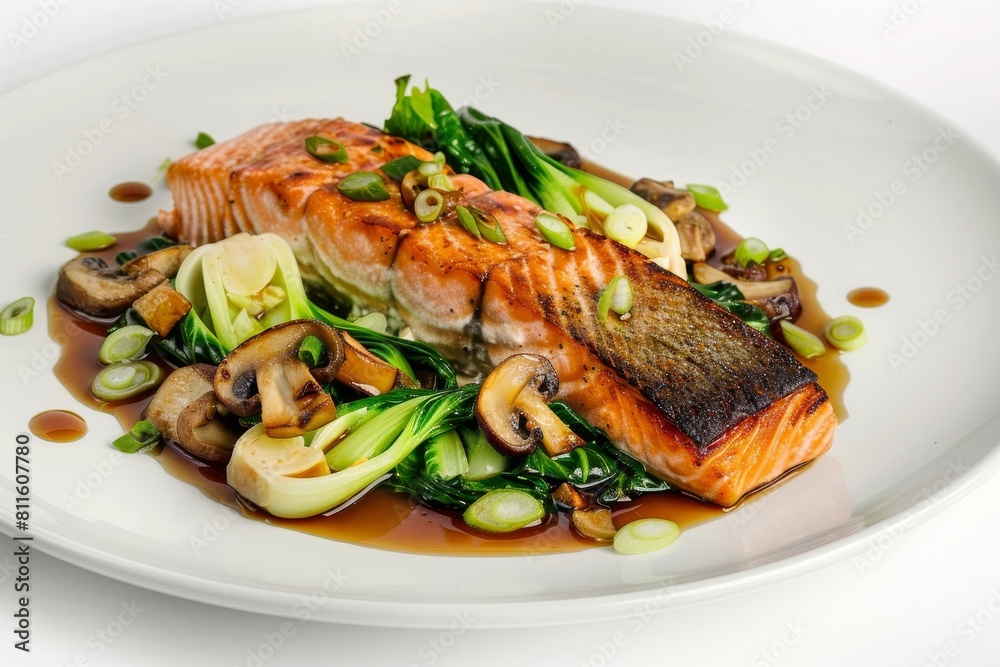 Flavorful Pan-Seared Salmon with Baby Bok Choy and Shiitake Mushrooms Flavorful Pan-Seared Salmon with Baby Bok Choy and Shiitake Mushrooms