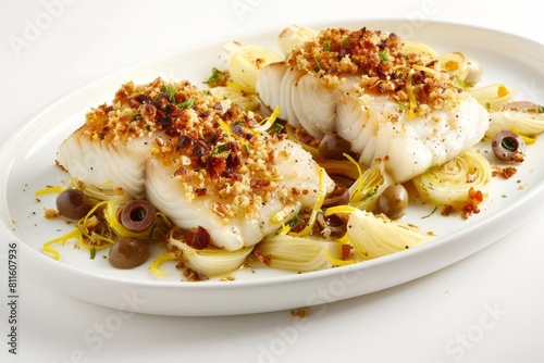 Savory Seared Cod with Lemony Fennel and Briny Olives