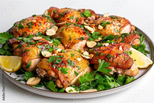 Parsley-Almond Chicken: A Rustic and Aromatic Roasted Feast © Mayatnikstudio