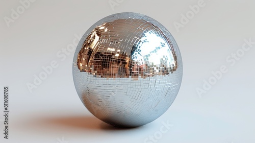 Based on Generative AI  silver disco mirror ball cutout.