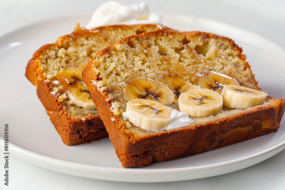Mouthwatering 3-Ingredient Banana Bread with Whipped Cream and Honey Drizzle Mouthwatering 3-Ingredient Banana Bread with Whipped Cream and Honey Drizzle