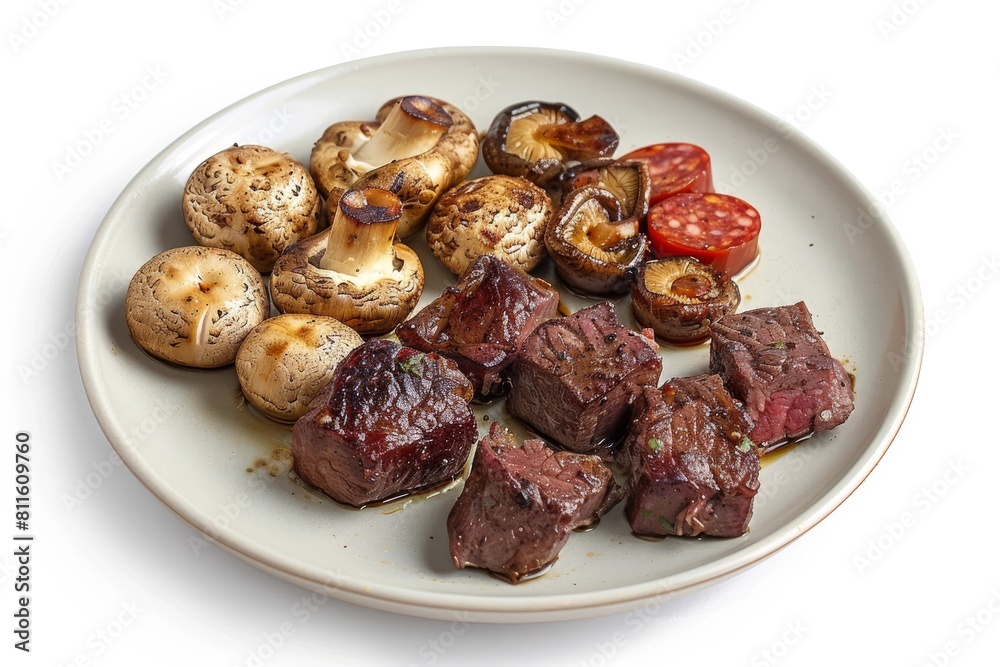 Delicious Tapas Trio: Sherry-Garlic Beef, Mushrooms, Chorizo Delicious Tapas Trio: Sherry-Garlic Beef, Mushrooms, Chorizo