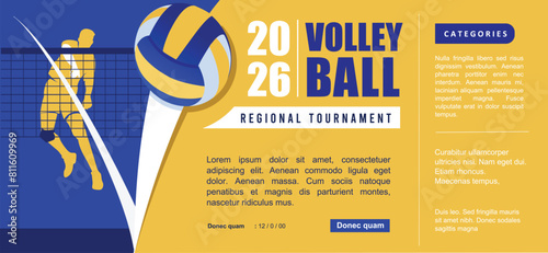 Premium vector editable volleyball poster or banner in action for your graphic background	