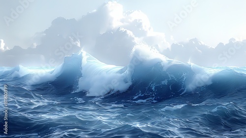The majestic power of a cresting ocean wave, cut out from the background photo