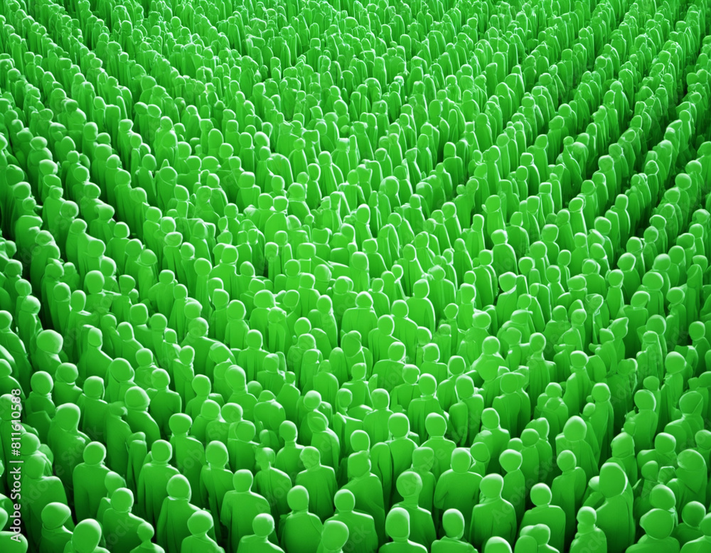 Obraz premium abstract 3D Graphic in Green, big crowd of people