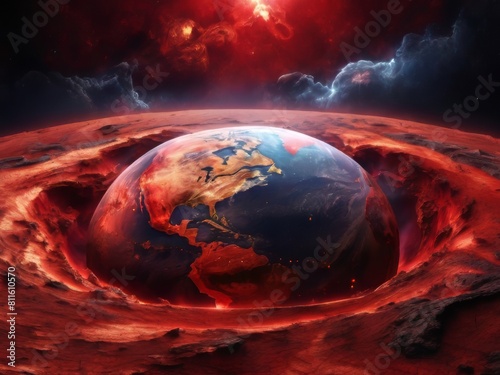 Fiery Earth in Cosmic Expanse cosmic backdrop of stars