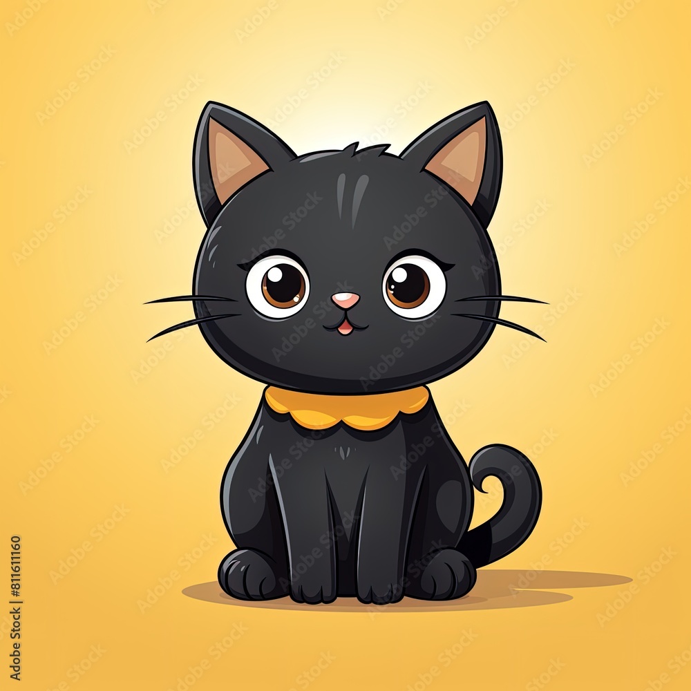 black cat on yellow background black cat on yellow background