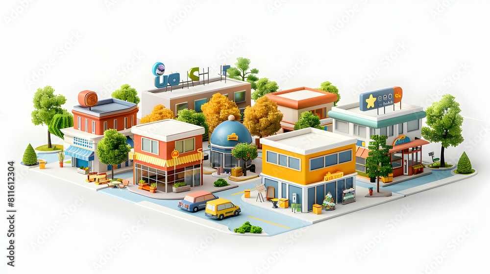 3D Cute Icon Illustrating Diversity and CSR Integration in Isometric Scene for Enhancing Corporate Culture