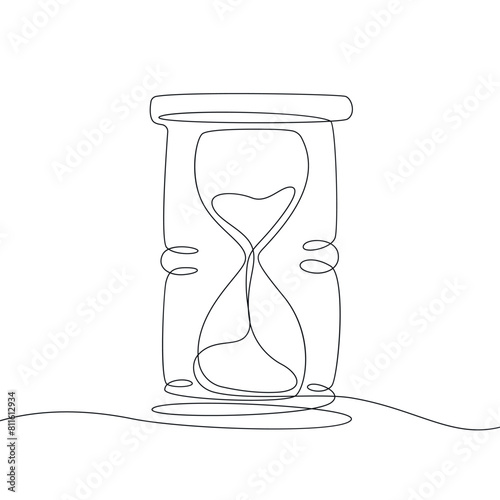 Hand drawn one line hourglass illustration