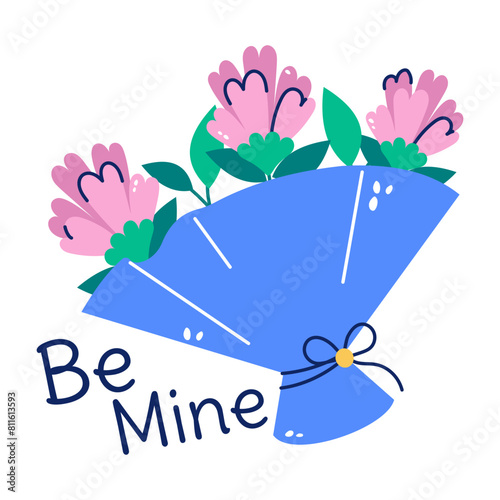 Easy to use flat sticker of proposal bouquet 