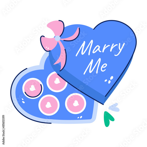 Get this flat sticker of proposal gift 