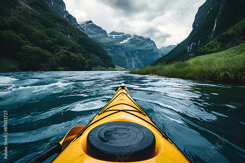 Kayak auf dem Fluss, made by AI photo