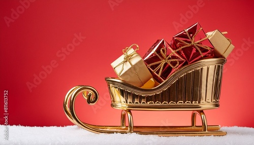 gold sleigh, Christmas sleigh, Santa sleigh, Santa Claus sleigh, Christmas, holiday season, Santa Claus, Christmas delivery