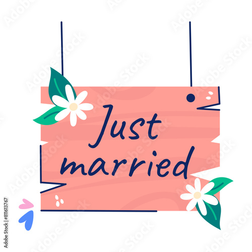 A flat style sticker of a wedding board 