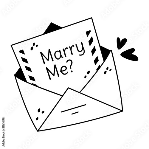 Trendy glyph sticker of proposal message 