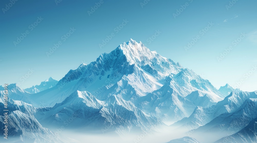 Nature and Landscapes Mountain: A 3D copy space background featuring a majestic mountain landscape