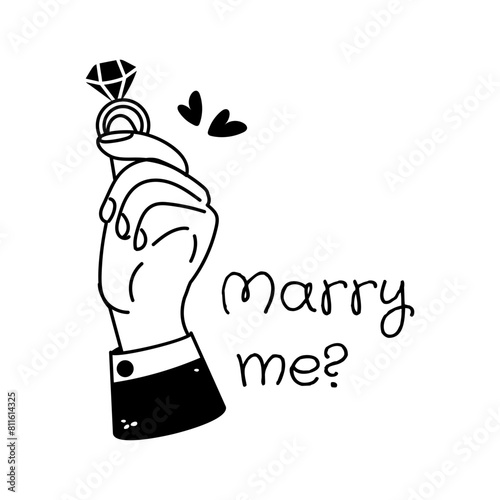 Premium glyph sticker of marry me typography 