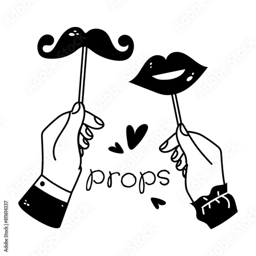 Latest glyph style sticker of wedding props 