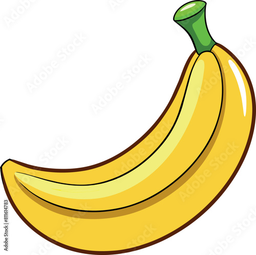 Vibrant Cartoon Banana Illustration with Green Leaves Fresh Tropical Fruit Vector Art for Healthy Eating Concepts