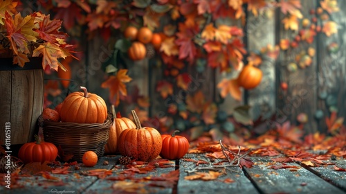 Seasonal and Holiday Themes Fall  A photo with a fall theme  featuring colorful leaves  pumpkins  and autumn harvest