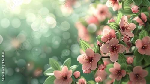 Seasonal and Holiday Themes Spring Blossoms: A 3D copy space background featuring spring blossom