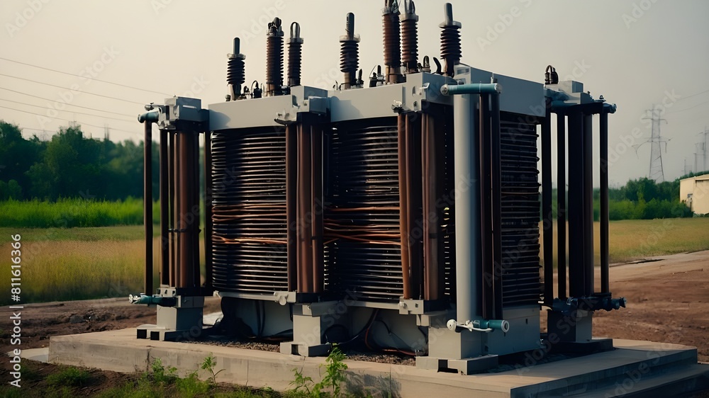 power transformer in the grid station, high voltage power system Stock ...