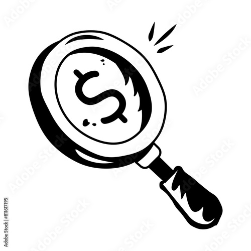 Download hand drawn icon of money search 