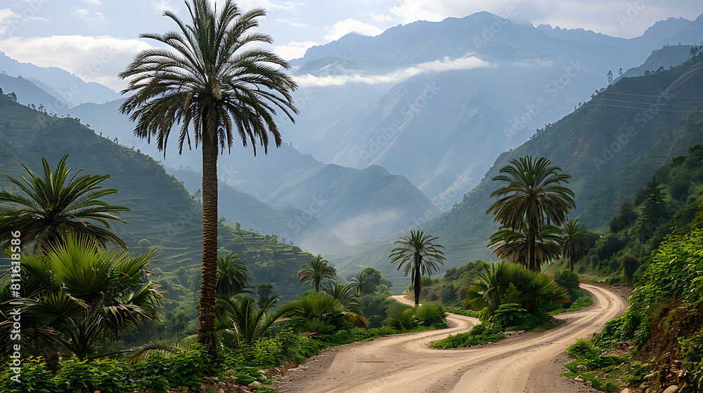 Scenic mountain road on summer landscape Scenic mountain road on summer landscape