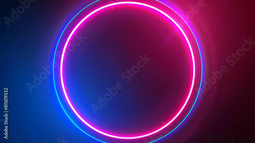 Futuristic abstract blue and pink neon light circles f