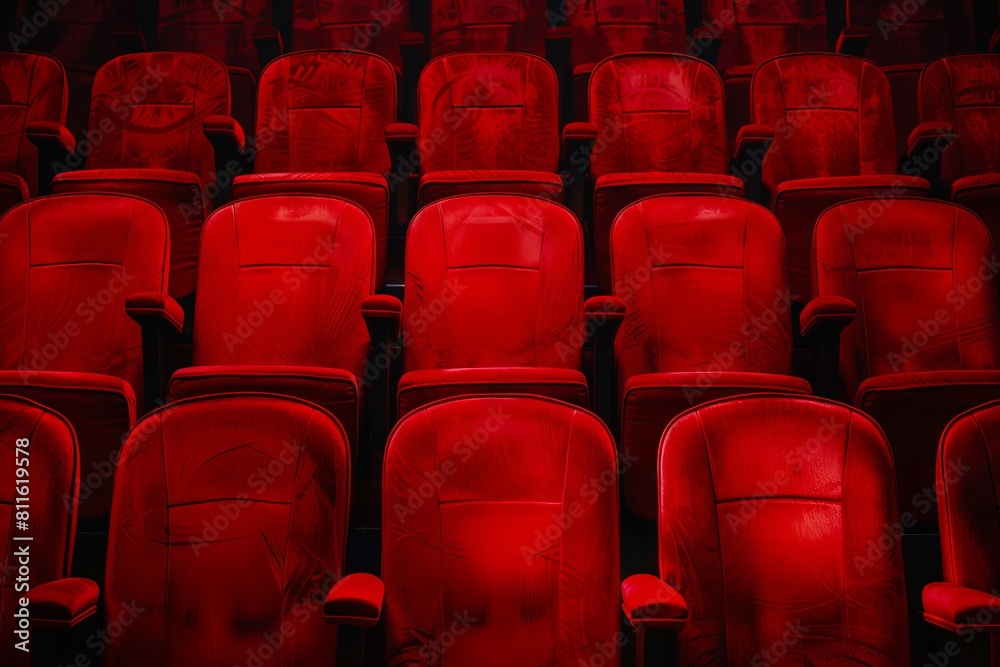 Obraz premium A row of red seats in a theater.