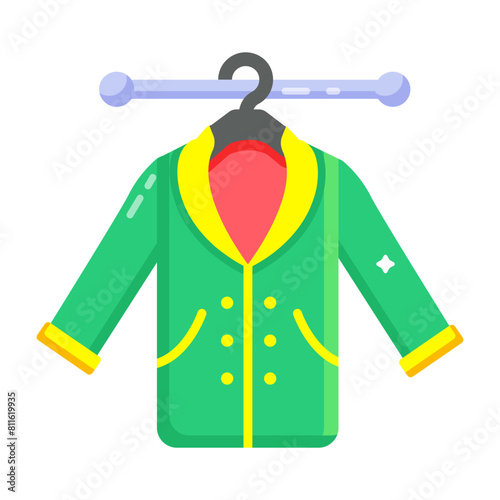 A flat style icon of clean coat 