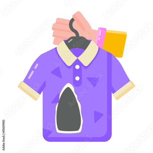 Get this flat style icon of burned shirt 