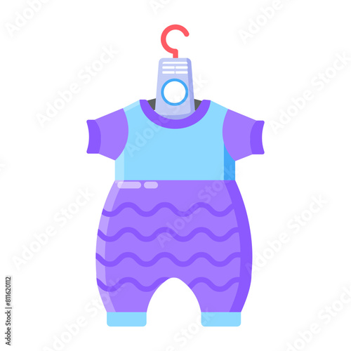 Easy to edit flat icon of a baby romper 
