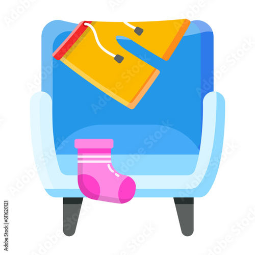Premium flat icon depicting scattered clothes 