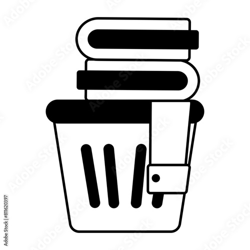 A glyph style icon of dirty clothes basket 