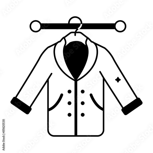 A glyph style icon of clean coat 