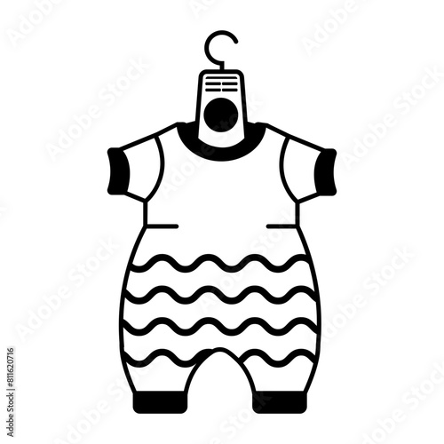 Easy to edit glyph icon of a baby romper 