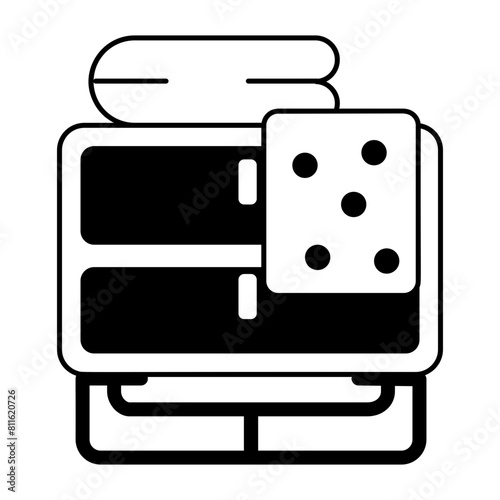 Ready to use glyph icon of dresser drawers 