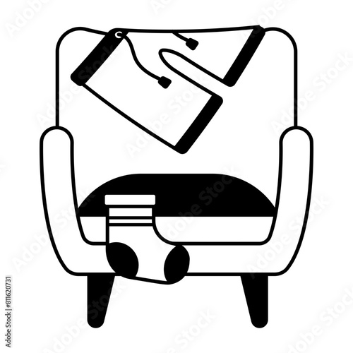 Premium glyph icon depicting scattered clothes 