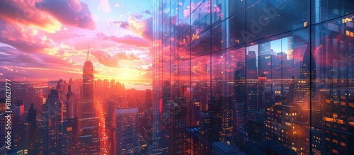 Vibrant Cityscape Concerto Mesmerizing Sunset Reflections Illuminate the Pulsing Heart of the