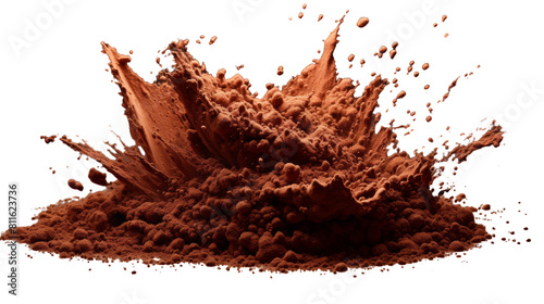Ground Coffee or Cocoa Burst on Transparent Background. photo