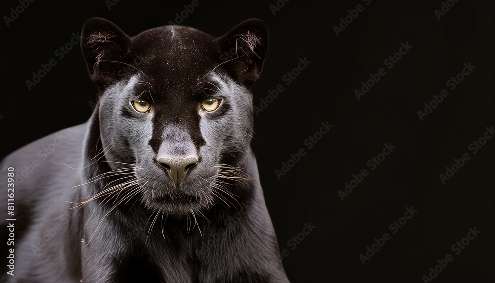 Majestic Panther: Front View Against a Black Canvas