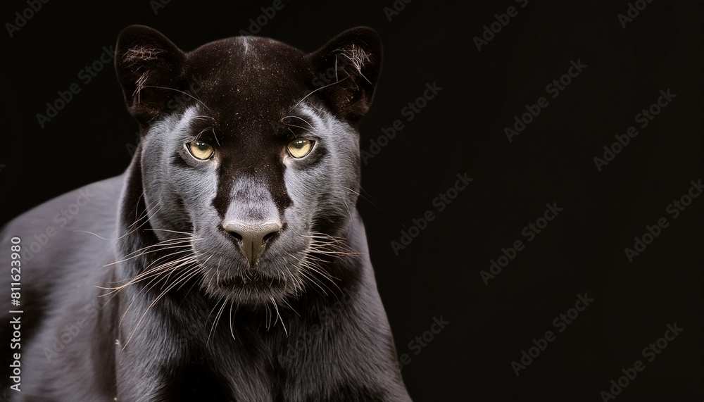 Majestic Panther: Front View Against a Black Canvas Majestic Panther: Front View Against a Black Canvas