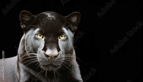 Majestic Panther: Front View Against a Black Canvas © Afaq