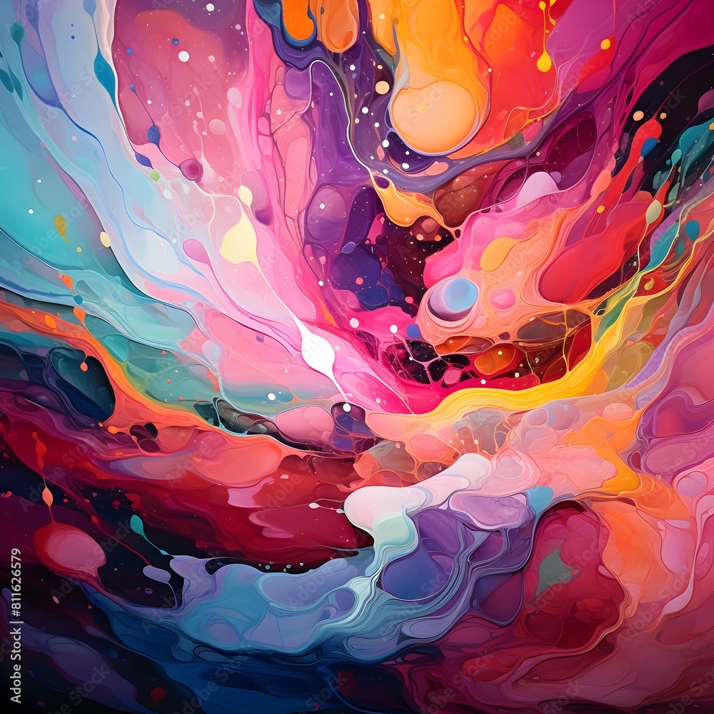 Abstract painting with vibrant colors. Fantasy concept. Generative AI. Abstract painting with vibrant colors. Fantasy concept. Generative AI.