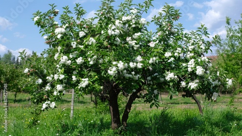 Flowering of an apple tree occurs at the start of the spring season