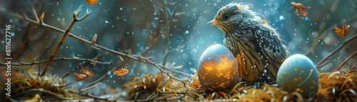 Imagine a fantasy creature whose eggs possess magical properties when consumed photo