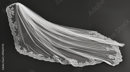 Luxurious long bridal veil gracefully draped
