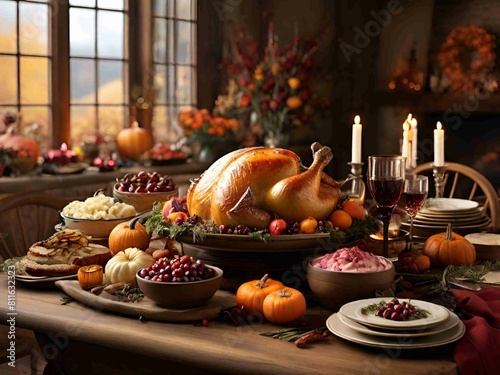Homemade Roasted Thanksgiving Day Turkey  Generative AI